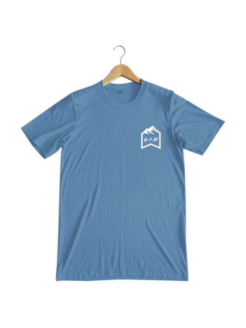 T SHIRT LH STEEL BLUE PNG LH WAVE LOGO STEEL BLUE