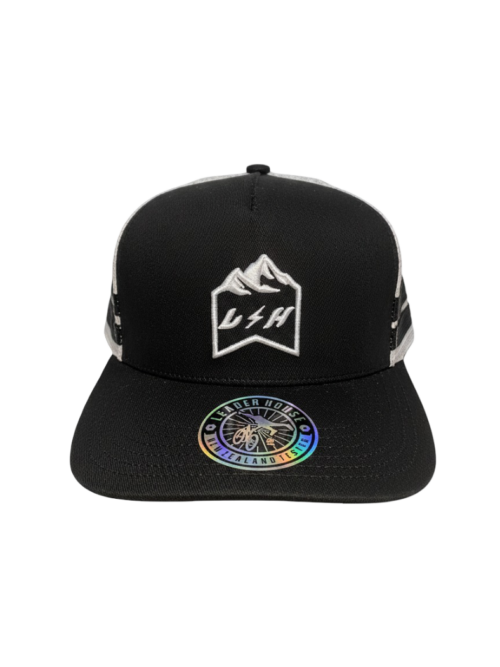 TRUCKER CAP BASIC LOGO WHITE BLACK front TRUCKER SNAPBACK LH BLACK & WHITE